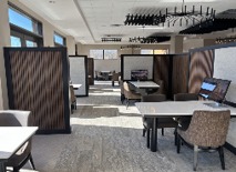 Renovated sales floor with slatted dividers and sales tables