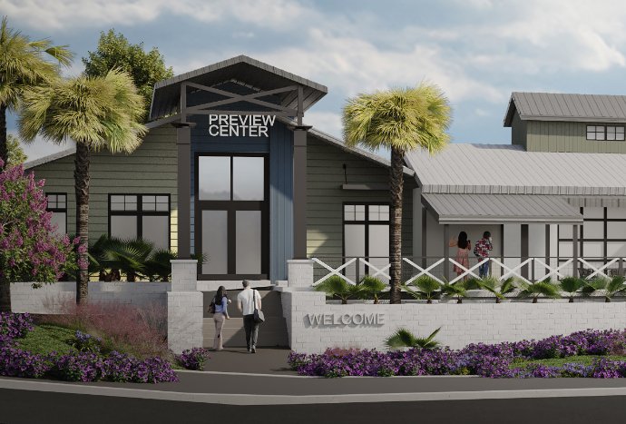 Rendering of the sales gallery building exterior